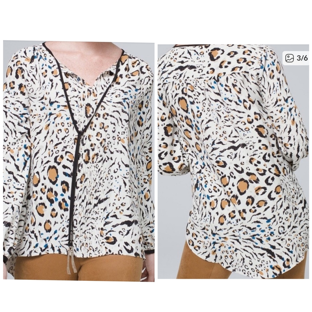 WHBM Animal Print Hi Low Blouse Sz Small